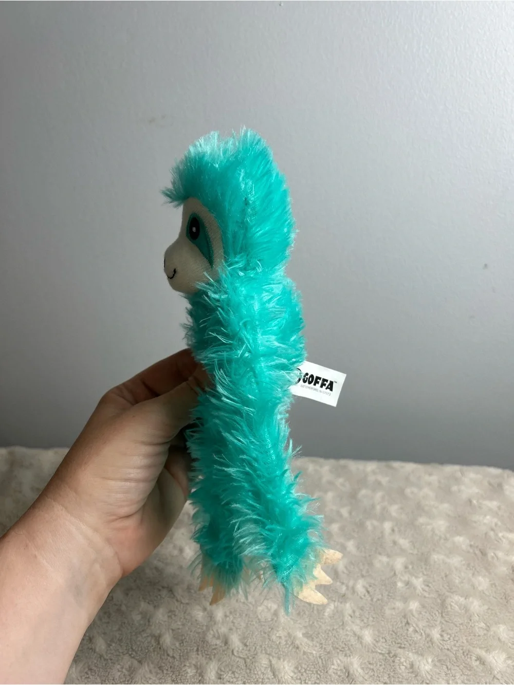 Goffa Three Toed Sloth Plush Stuffed Animal Toy Teal Blue Green White